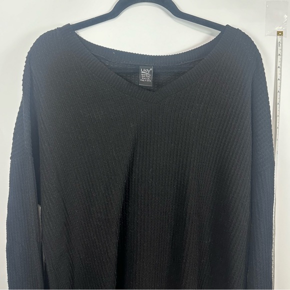 Lildy Black Waffle Knit Tunic Women’s L-XL - Picture 2 of 10